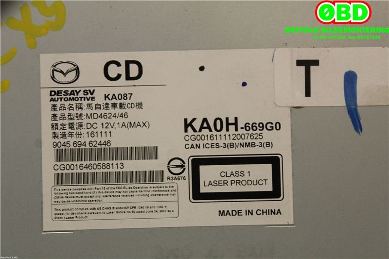Bilstereo navigasjon til Mazda CX-5 2012-2017 (Type I)  (MAZDA|KA0T611J0A|GMD7669C0H|KA0H669G0)