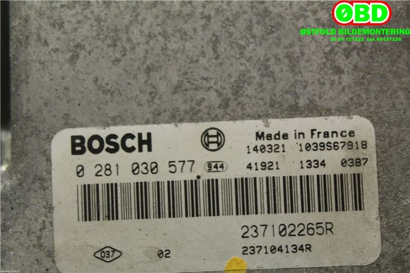 Styreenhet motor til Renault Master 2014-->> (Type III, Fase 2)  (RENAULT|237104134R|0281030577)