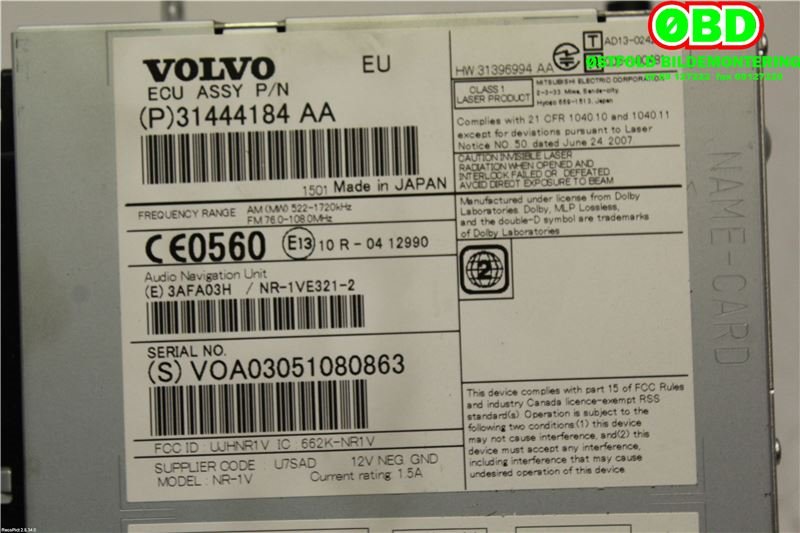 Bilstereo navigasjon til Volvo V40 2012-2019 (VOLVO||31444184AA)