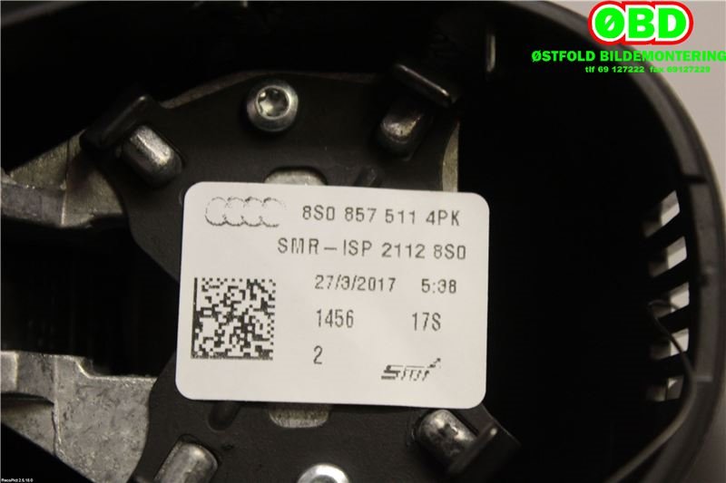 Speil innvendig til Audi A3 2016-2020 (Type III, Fase 2)  (AUDI|8S0857511|)