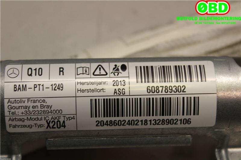 Airbag gardin høyre til Mercedes GLK 2008-2015 (X204) (X204) (MERCEDES|A 204 860 24 02||2048602402)