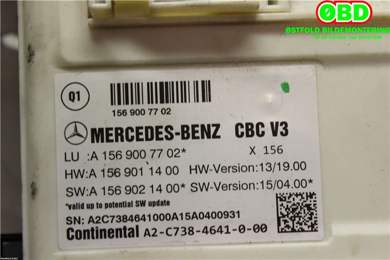 Styreenhet diverse til Mercedes B-Klasse 2011-2018 (W246) (W246) (180 CDI OM607.9|A 156 900 77 02|A 156 900 53 03|1569007702)
