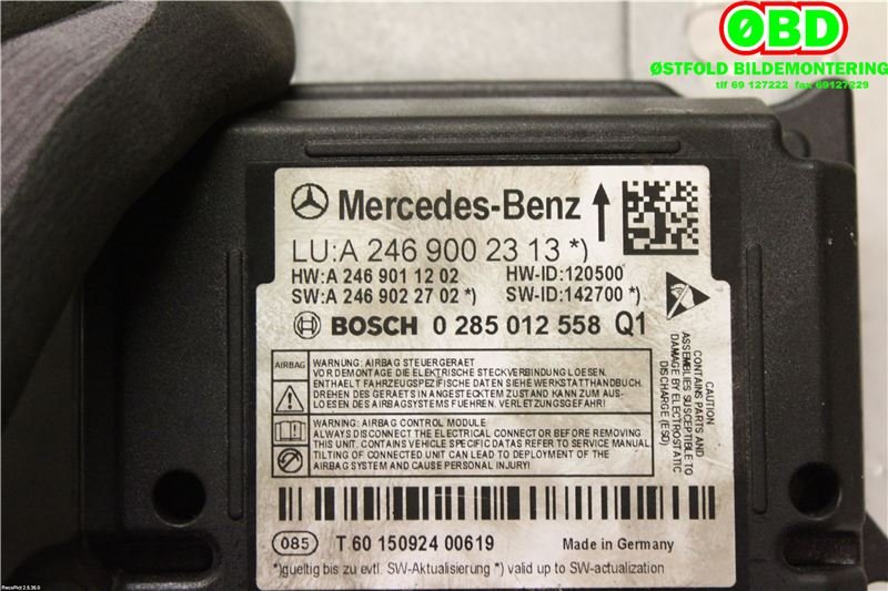 Airbag elektronikk til Mercedes B-Klasse 2011-2018 (W246) (W246) (180 CDI OM607.9|A 246 900 23 13|A 246 900 60 18|2469002313)
