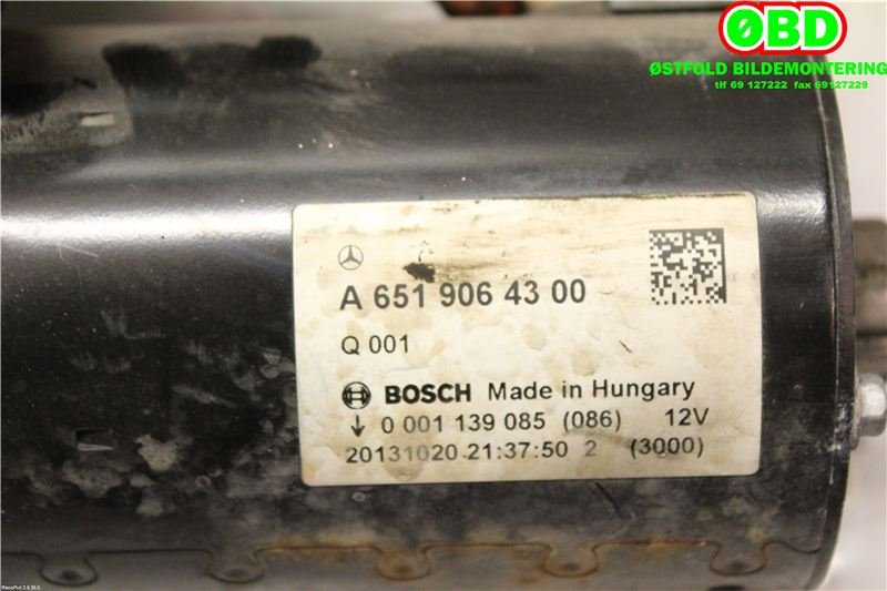Starter diesel til Mercedes GLK 2008-2015 (X204) (X204) (MERCEDES|A 651 906 43 00|A 651 906 28 00|6519064300)