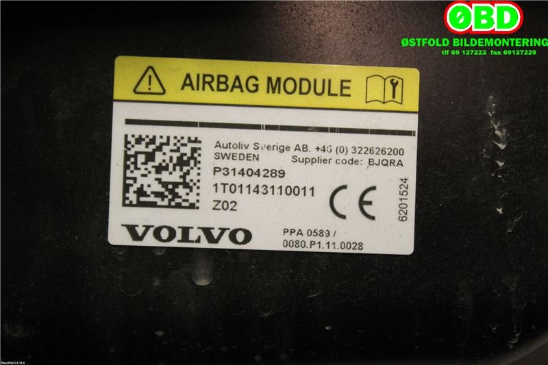 Airbag diverse til Volvo V40 2012-2019  (VOLVO|31404289|)