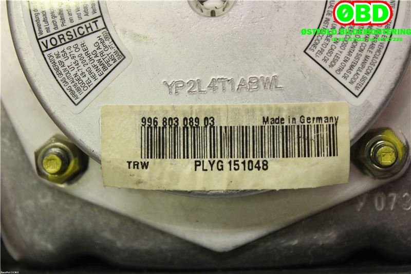 Airbag rattpute til Porsche Boxster 1997-2004 (986) (986) (PORSCHE|996 803 089 03||99680308903)