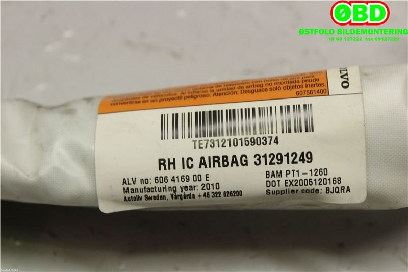 Airbag gardin høyre til Volvo XC70 2008-2013 (Type II, Fase 1) (VOLVO|31291249|)