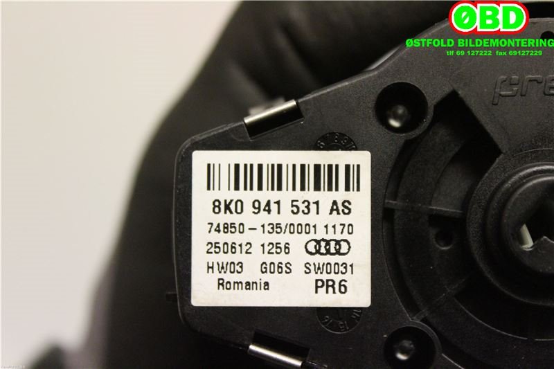 Bryter lys til Audi A4 2007-2014 (Type IV) (B8) (B8) (AUDI|8K0 941 531 AS||8K0941531AS)
