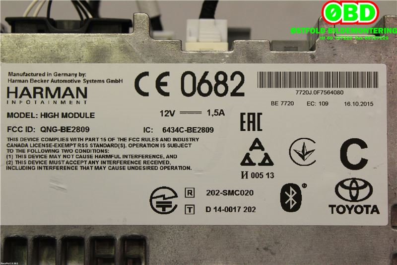 Bilstereo navigasjon til Toyota RAV4 2016-2019 (Type IV, Fase 2) (TOYOTA|8614042350|)