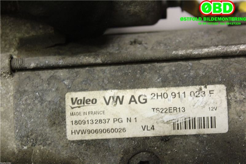 Starter diesel til VW Crafter 2011-2016 (Type I, Fase 2) (VOLKSWAGEN|2H0 911 023 F|2H0 911 023 N|2H0911023F)
