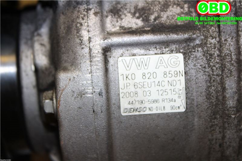 Aircondition kompressor til Audi A3 2003-2008 (Type II, Fase 1) (AUDI|1K0 820 859 S||1K0820859N)