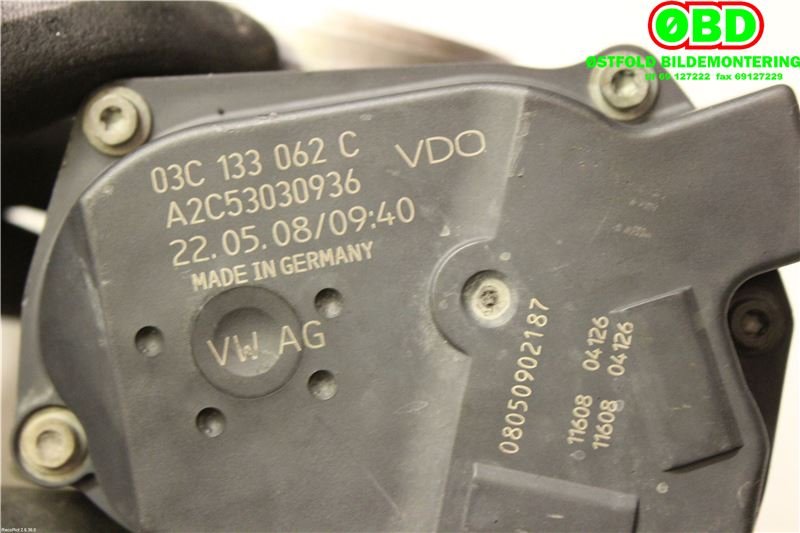 Spjeldhus til Audi A3 2003-2008 (Type II, Fase 1)  (AUDI|03C 133 062 S|03C 133 062 T|03C133062C)