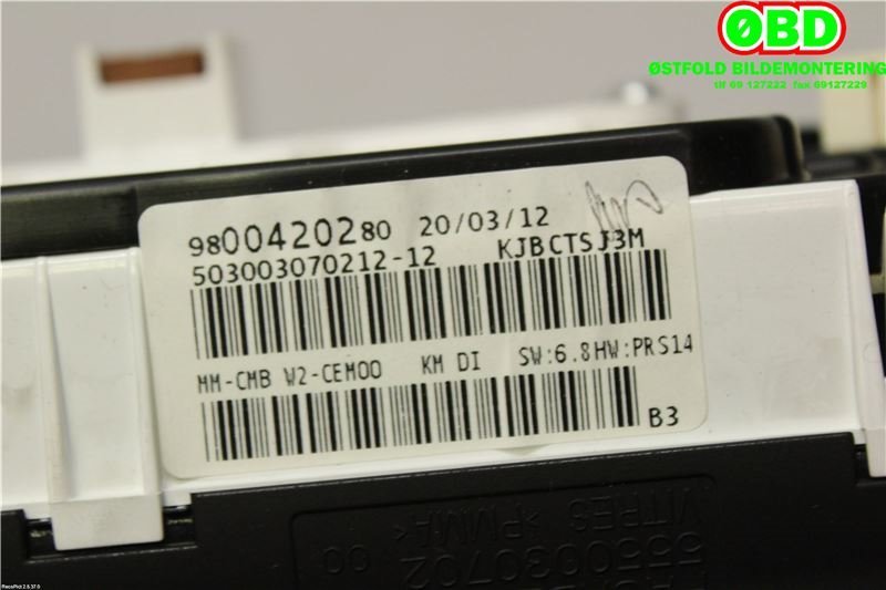 Instrumentpanel til Peugeot 508 2011-2014 (Type I, Fase 1)  (PEUGEOT|6103SW|9824842180|9800420280)