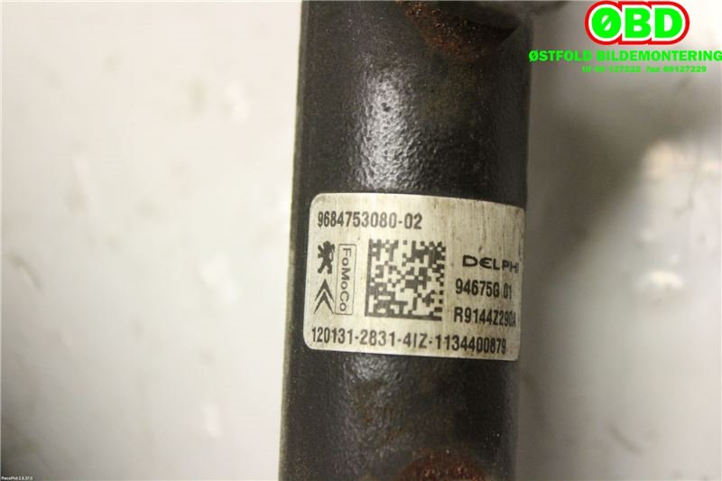 Dyseskinne (fuelrail) til Peugeot 508 2011-2014 (Type I, Fase 1)  (PEUGEOT|1570 P7|1570 Q4|9684753080)