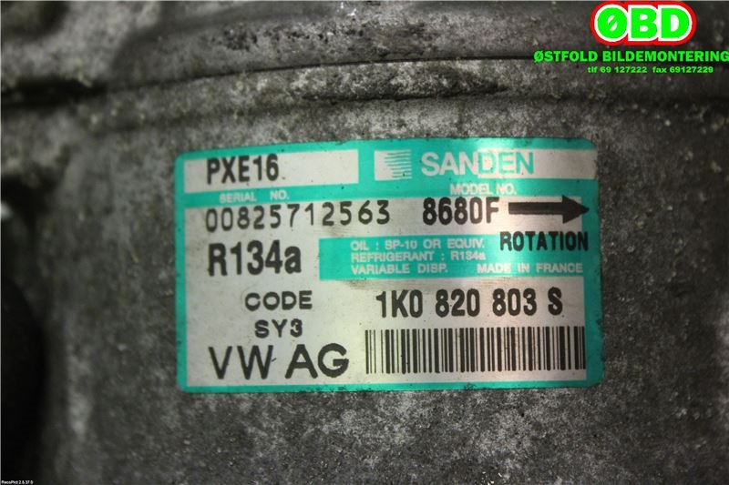 Aircondition kompressor til VW Passat 2005-2010 (B6) (B6) (VOLKSWAGEN|1K0 820 859 F|1K0 820 808 FX|1K0820803S)