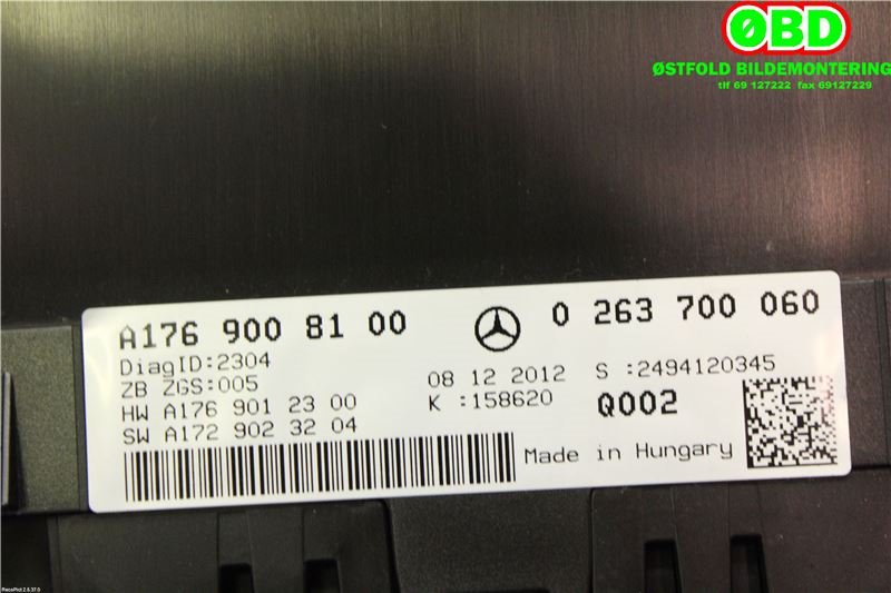 Instrumentpanel til Mercedes A-Klasse 2012-2018 (W176) (W176) (MERCEDES|A 176 900 81 00||1769008100)