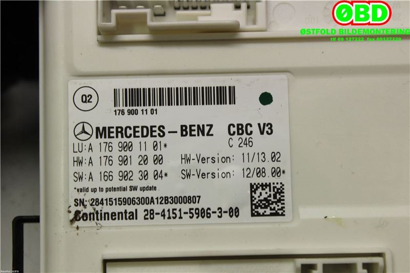 Styreenhet diverse til Mercedes A-Klasse 2012-2018 (W176) (W176) (MERCEDES|A 176 900 11 01|A 156 900 53 03|1769001101)
