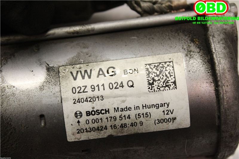 Starter til VW Golf VII 2012-2017 (Fase 1)  (VOLKSWAGEN|02Z 911 024 Q|02Z 911 022 C|02Z911024Q)