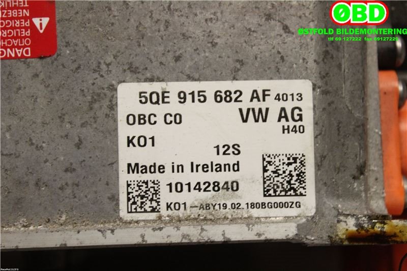 Batterilader (OBC - On Board Charger) til VW Passat 2015-2019 (Fase 1) (B8) (B8) (VOLKSWAGEN|5QE 915 682 BG||5QE915682AF)