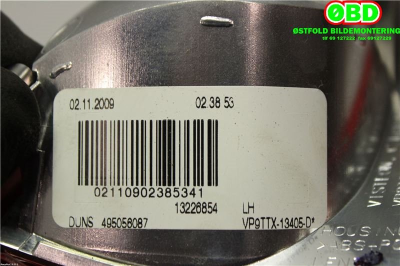 Baklykt venstre til Opel Insignia A 2009-2014 (OPEL|13226854|12 22 442|)