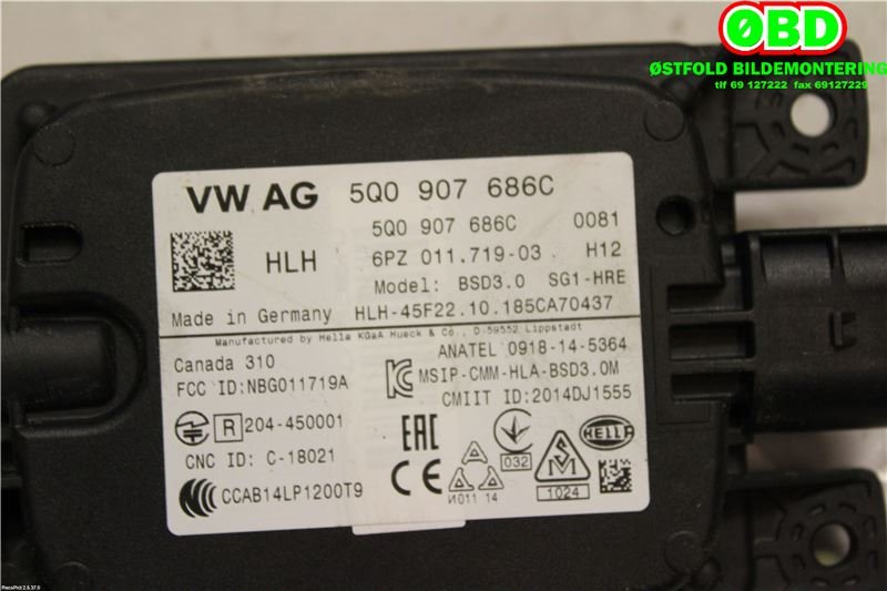 Sensor radar til VW e-Golf 2017-2020 (Fase 2)  (VOLKSWAGEN|5Q0 907 686 C||5Q0907686C)