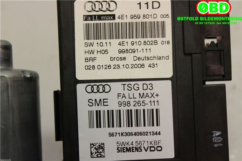 Ruteheis venstre foran til Audi A8 2003-2010 (Type II)  (AUDI|4E1 959 801 F||4E1959801D)