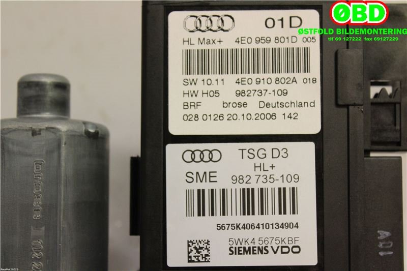 Ruteheis venstre bak til Audi A8 2003-2010 (Type II)  (AUDI|4E0 959 801 D||4E0959801D)