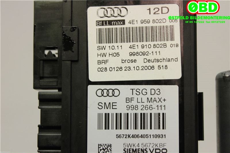 Ruteheis høyre foran til Audi A8 2003-2010 (Type II)  (AUDI|4E1 959 802 F||4E1959802D)