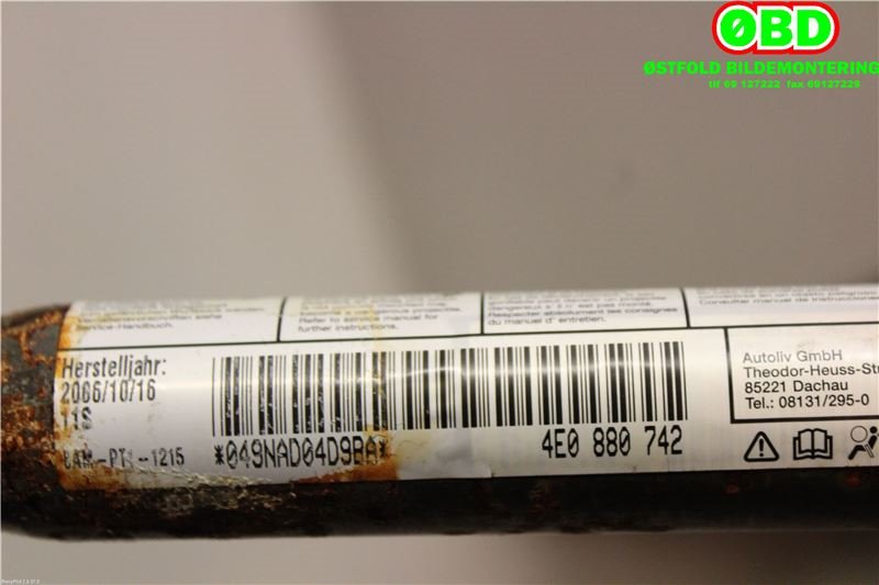 Airbag gardin høyre til Audi A8 2003-2010 (Type II) (AUDI|4E0880742|)