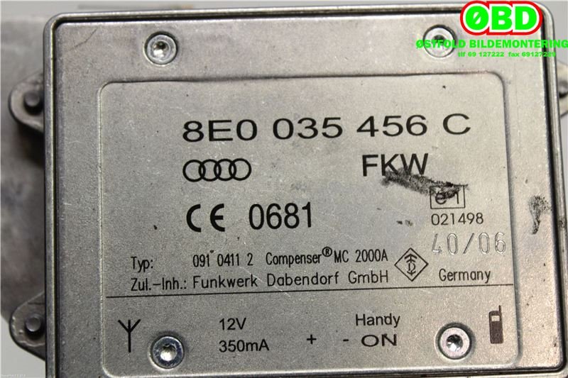 Antenne forsterker til Audi A8 2003-2010 (Type II)  (AUDI|8E0 035 456 D||8E0035456C)