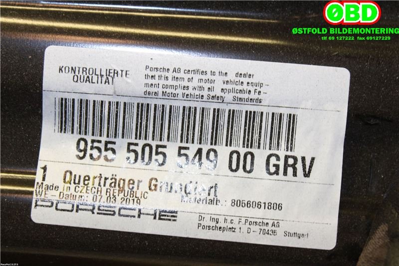 Frontplate nedre til Porsche Cayenne 2007-2010 (Fase 2) (9PA) (9PA) (PORSCHE Cayenne V8 Turbo|955 505 549 00||95550554900)