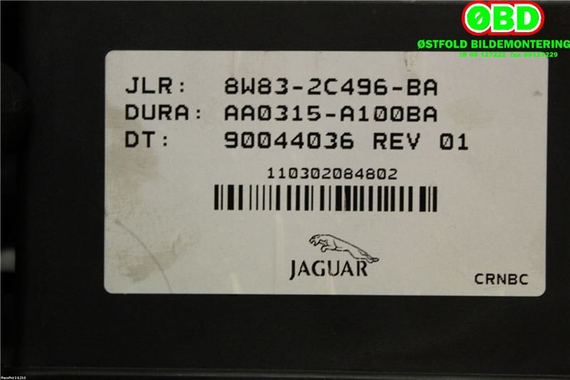 Styreenhet elektrisk parkbrems (EPB - Electric Parking Brake) til Jaguar XF 2008-2015 (X250) (X250) (JAGUAR|C2Z18860|C2D41993|8W832C496BA)