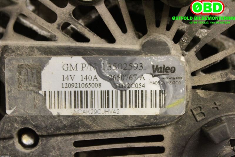 Dynamo til Opel Mokka 2012-2016 (Type I, Fase 1)  (OPEL|13512751||13502593)