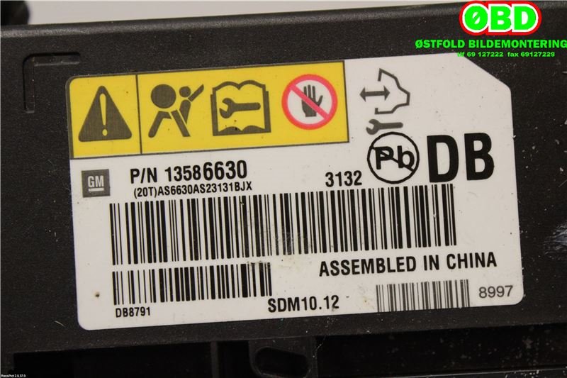 Airbag elektronikk til Opel Mokka 2012-2016 (Type I, Fase 1) (OPEL|13586630|6237218)