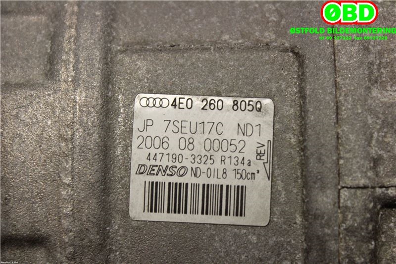 Aircondition kompressor til Audi A8 2003-2010 (Type II) (AUDI|4E0260805AS||4E0260805Q)