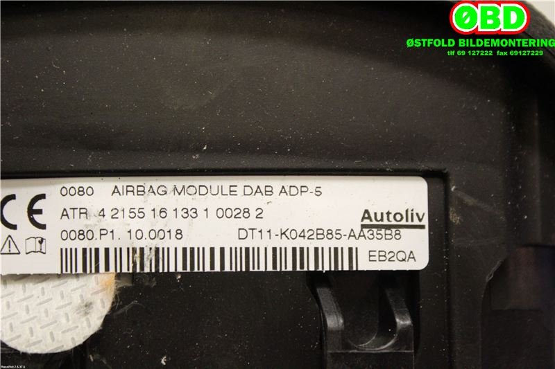 Airbag rattpute til Ford Transit Connect 2013-2018 Type II, Fase 1  (FORD|1810758||DT11K042B85AA35B8)
