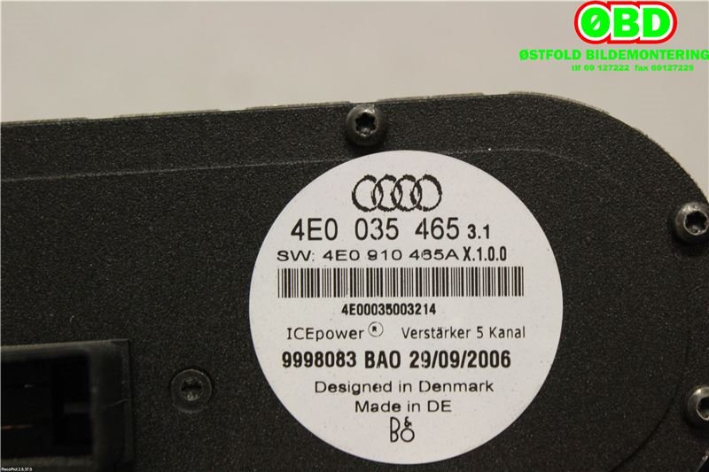 Bilstereo forsterker til Audi A8 2003-2010 (Type II) (AUDI|4E0 910 465 B||4E0910465A)