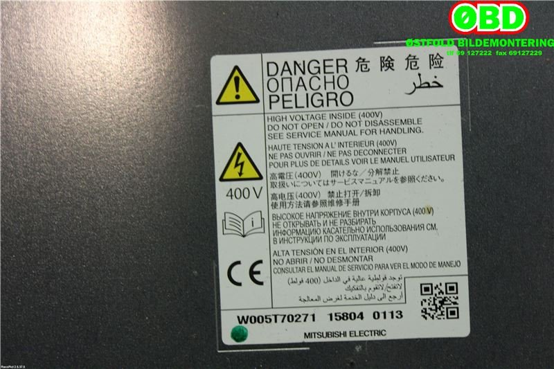 Batterilader (OBC - On Board Charger) til Mitsubishi Outlander 2015-->> (Type III, Fase 2)  (MITSUBISHI|9481A050|W005T70271|)