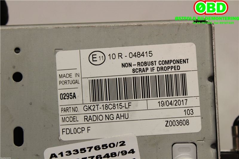 Bilstereo til Ford Transit 2014-->>  (FORD|2463799||GK2T18C815LF)