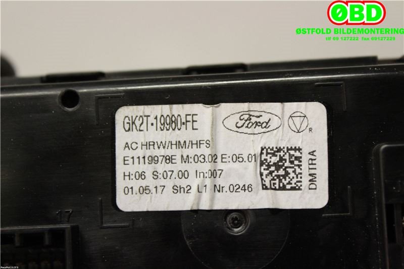 Varmeapparat betjening til Ford Transit 2014-->>  (FORD|2029658||GK2T19980FE)