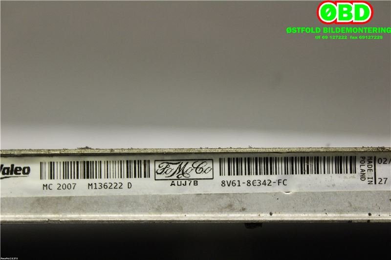 Radiator (manuell gir) til Ford Focus 2011-2014 (Type III, Fase 1) (FORD|1762395||8V618C342FC)