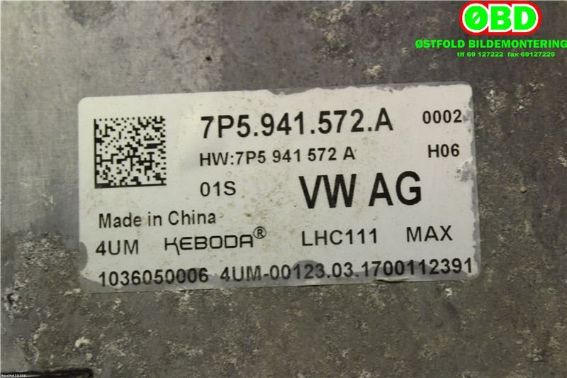 Styreenhet xenon/ballast til VW e-Golf 2017-2020 (Fase 2) (VOLKSWAGEN|7P5 941 572 A||7P5941572A)