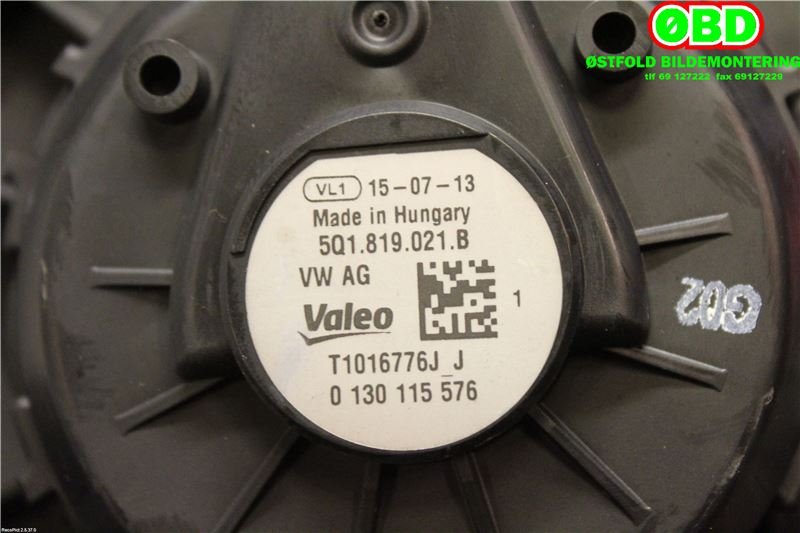 Varmeapparat motor til VW e-Golf 2014-2017 (Fase 1) (VOLKSWAGEN|5Q1 819 021 E|5Q1 819 021 H|5Q1819021B)