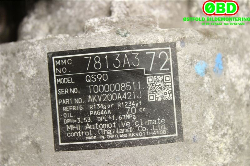 Aircondition kompressor til Mitsubishi Outlander 2015-->> (Type III, Fase 2) (MITSUBISHI|7813A979|AKV200A421J|7813A372)