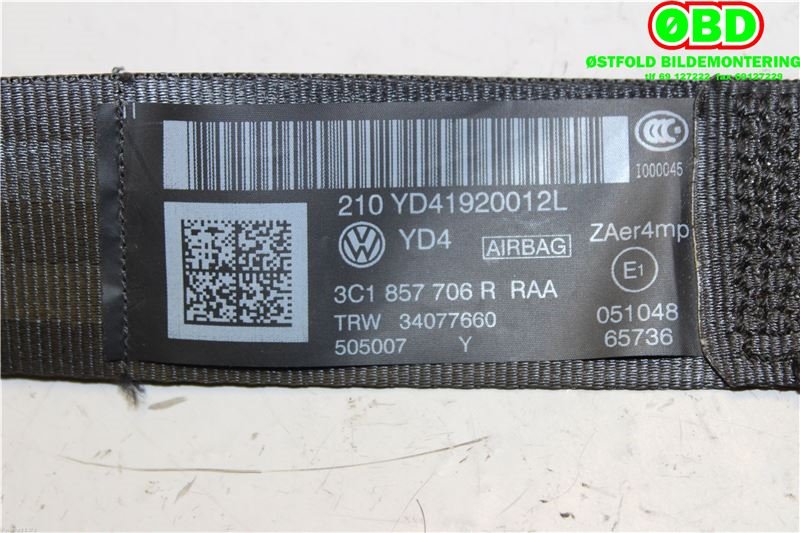 Airbag beltestrammer til VW Passat 2011-2015 (B7) (B7) (VOLKSWAGEN|3C1 857 706 R||3C1857706R)