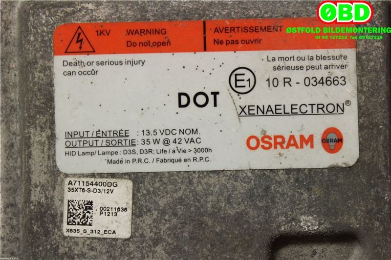 Styreenhet xenon/ballast til Ford Focus 2011-2014 (Type III, Fase 1)  (FORD|1710026|BM5113C170AA|)