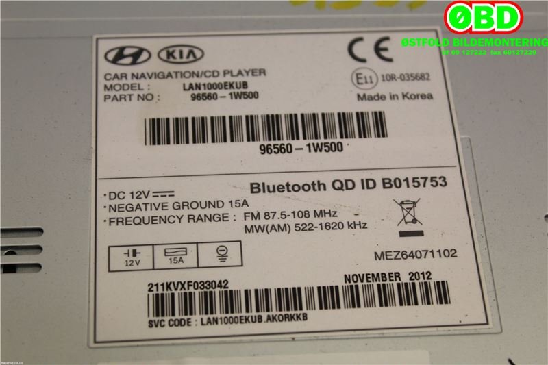 Bilstereo navigasjon til Kia Rio 2011-2017 Type III  (KIA|965601W500|)