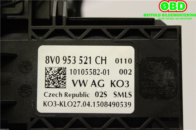 Bryter combi til Audi A3 2012-2016 (Type III, Fase 1)  (AUDI|8V0 953 502 B||8V0953521CH)