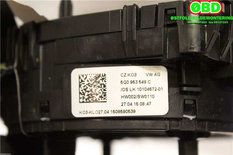 Airbag slepering til Audi A3 2012-2016 (Type III, Fase 1)  (AUDI|5Q0 953 549 C|5Q0 953 549 E|5Q0953549C)