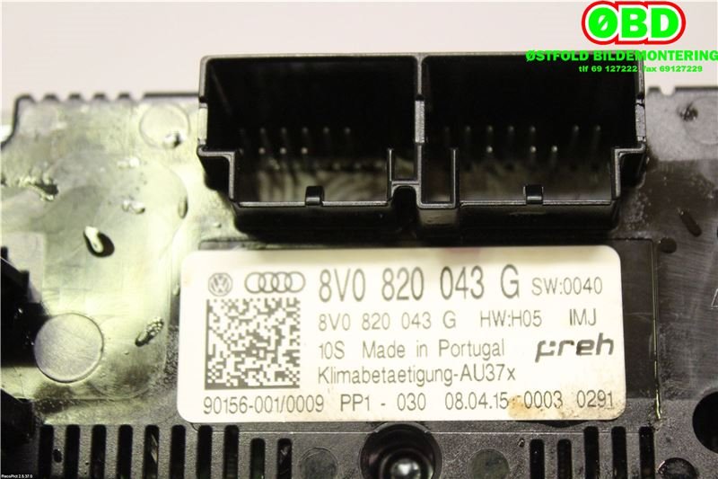 Varmeapparat betjening til Audi A3 2012-2016 (Type III, Fase 1)  (AUDI|8V0820043G|)